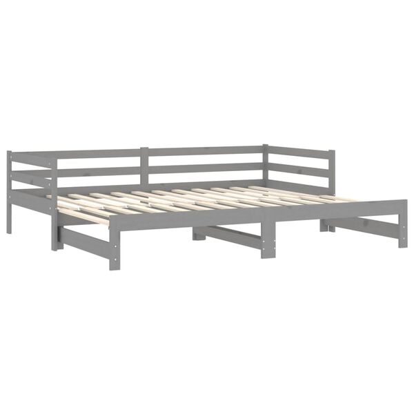 vidaXL Estrutura sof&aacute;-cama de puxar 2x(90x200) cm pinho maci&ccedil;o cinza
