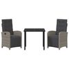 vidaXL Conjunto de Jantar para Jardim 3 pcs Cinzeto vime PE