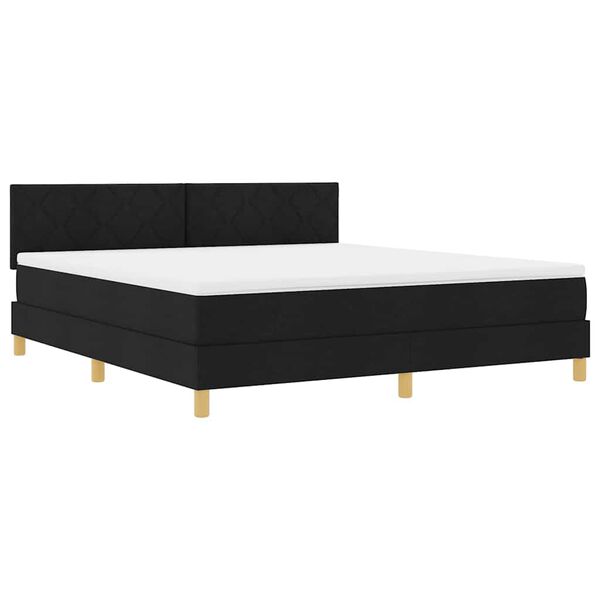 vidaXL Cama Box Spring LED com colch&atilde;o Preto 180 x 200 cm tecido