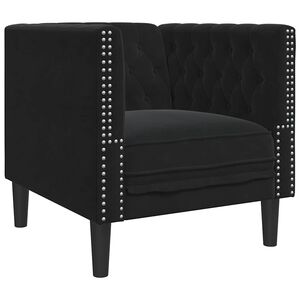 vidaXL Sof&aacute; chesterfield veludo preto