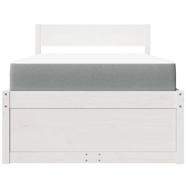 VidaXL Cama com gavetas e colch&atilde;o 90x200 cm pinho maci&ccedil;o branco