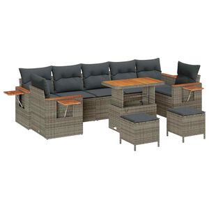 vidaXL Conjunto de Sof&aacute; de Jardim com almofada 13 pcs Cinzeto vime PE