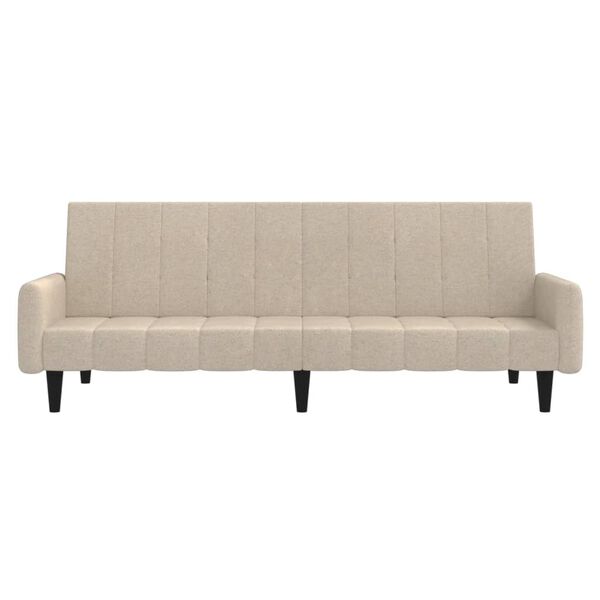 vidaXL Sof&aacute;-cama de 2 lugares tecido microfibra cor creme