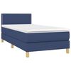 vidaXL Cama box spring c/ colch&atilde;o e LED 90x190 cm tecido azul
