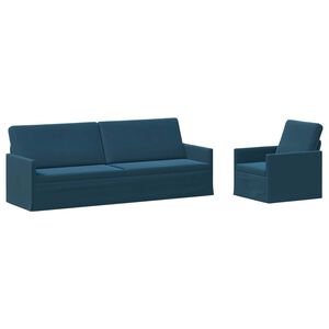 vidaXL Conjunto de Sof&aacute;s 2 pcs Azul Veludo (V)