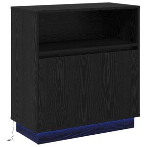 vidaXL Aparador LED Carvalho Preto 71 x 34,5 x 75 cm