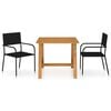 vidaXL 3 pcs conjunto de jantar para jardim preto