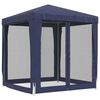 vidaXL Tenda para festas c/ 4 paredes laterais em rede 2x2 m PEAD azul