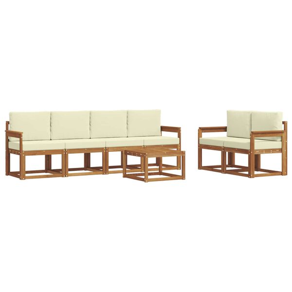 vidaXL Conjunto de Sof&aacute;s para Exterior 7 pcs Natural e Creme