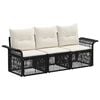 vidaXL Conjunto de Sof&aacute; de Jardim 3 unid. Preto vime PE