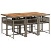 vidaXL 7 pcs conjunto de jantar p/ jardim c/ almofad&otilde;es vime PE cinza