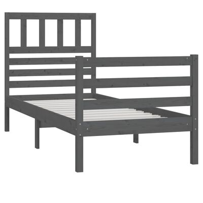 vidaXL Estrutura cama de solteiro 90x200 cm madeira maciça cinza