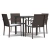 vidaXL 5 pcs conjunto de jantar p/ jardim c/ almofad&otilde;es vime PE e a&ccedil;o