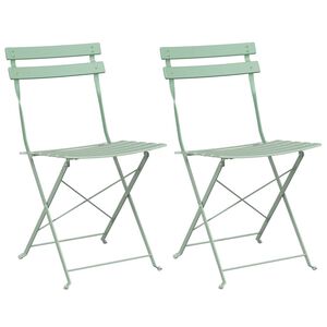 vidaXL Cadeira Dobr&aacute;vel de Jardim 2 unid. Verde menta claro Metal