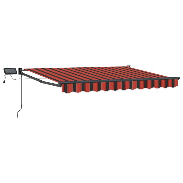vidaXL Toldo retr&aacute;til manual com LEDs Laranja e Marrom 3 x 2,5 m