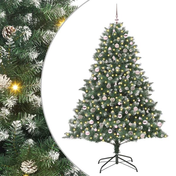 vidaXL &Aacute;rvore de Natal Artificial Verde 240 cm PVC, Pl&aacute;stico e A&ccedil;o
