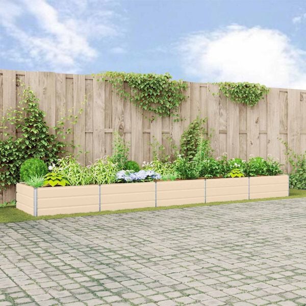 vidaXL Floreira Ivory 195 x 100 x 45 cm A&ccedil;o Galvanizado