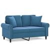 vidaXL Sof&aacute; 2 lugares c/ almofadas decorativas 120 cm veludo azul