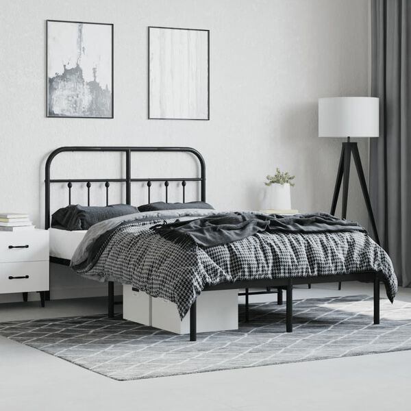 vidaXL Estrutura de cama com cabeceira 120x190 cm metal preto
