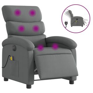 vidaXL Poltrona reclin&aacute;vel de massagens el&eacute;trica tecido cinza-escuro