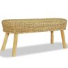vidaXL Banco para hall em vime natural 110x35x45 cm