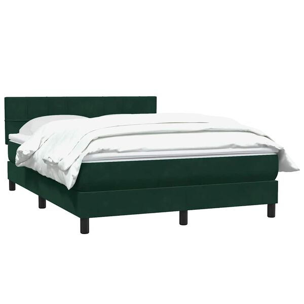 vidaXL Cama com molas/colch&atilde;o 160x220 cm veludo verde-escuro