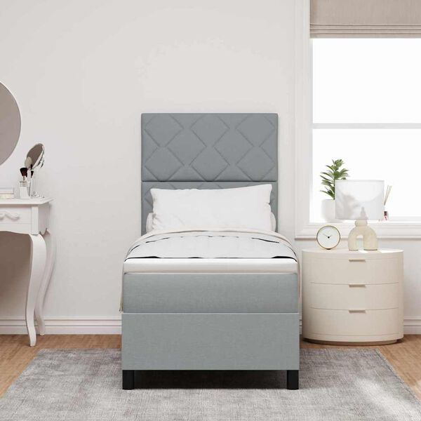 vidaXL Cama Box com colch&atilde;o Cinzento-claro 80 x 200 cm tecido