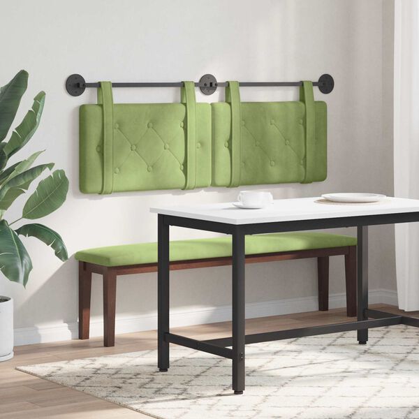 vidaXL Cabeceira Suspensa Verde Claro 130 x 55 x 5 cm Veludo