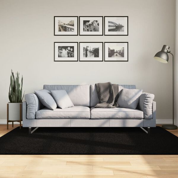 vidaXL Tapete pelo curto macio e lavável HUARTE 140x200 cm preto