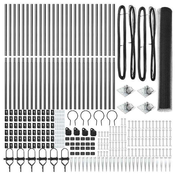 vidaXL Poste de Cerca Cinzeto 50 x 1,4 m (malha de 13 mm) A&ccedil;o e PVC
