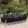 vidaXL 19 pcs conjunto jantar p/ jardim c/ almofad&otilde;es vime PE preto