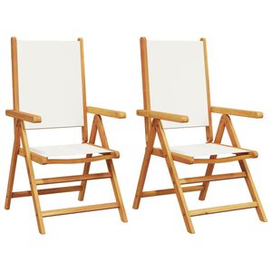 vidaXL Cadeiras jardim 2 pcs madeira ac&aacute;cia maci&ccedil;a/tecido branco nata