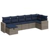 vidaXL 7 pcs conjunto sof&aacute;s p/ jardim c/ almofad&otilde;es vime PE cinzento