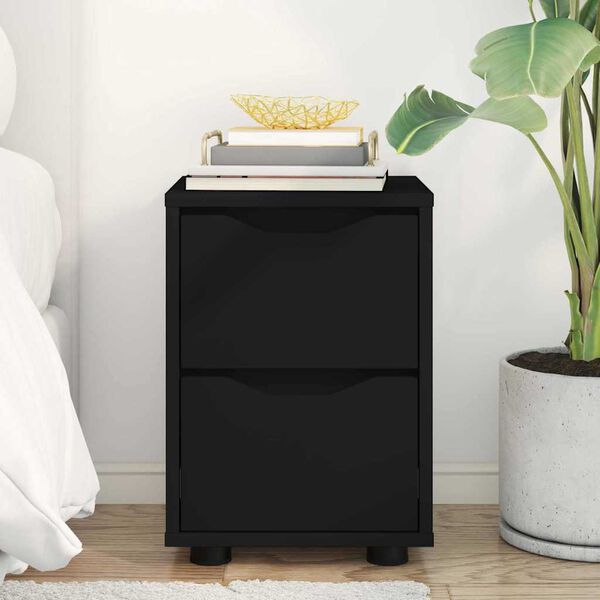 vidaXL Mesa-de-cabeceira Preto 30,5 x 30 x 43 cm Madeira processada