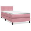 vidaXL Cama box spring c/ colch&atilde;o e LED 100x220 cm veludo Rosa