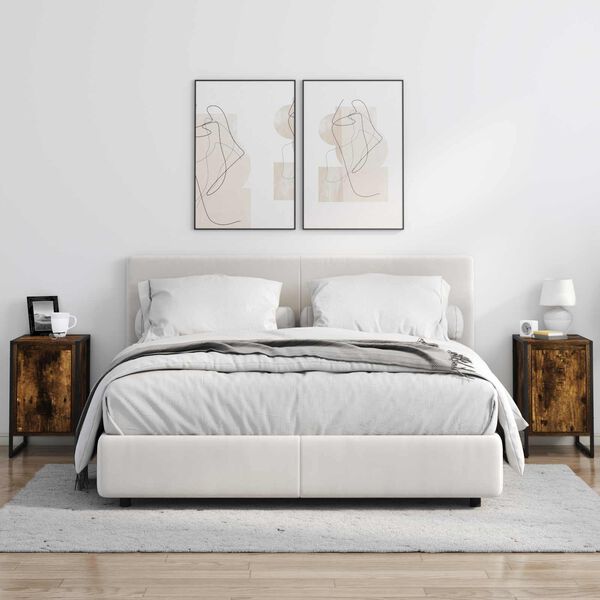 vidaXL Mesa-de-cabeceira Carvalho Fum&ecirc; 39,5 x 30 x 50 cm