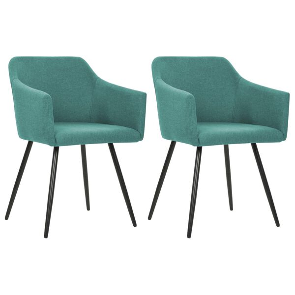 vidaXL Cadeiras de jantar 2 pcs tecido verde