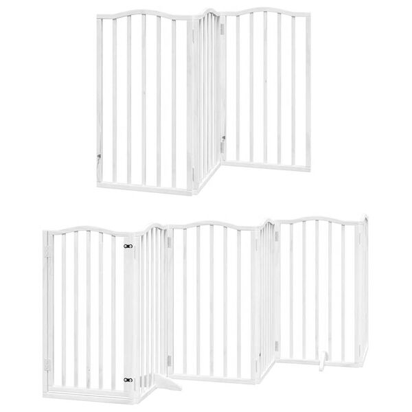 vidaXL Port&atilde;o p/ c&atilde;es com porta dobr&aacute;vel 9 pain&eacute;is 450 cm &aacute;lamo branco