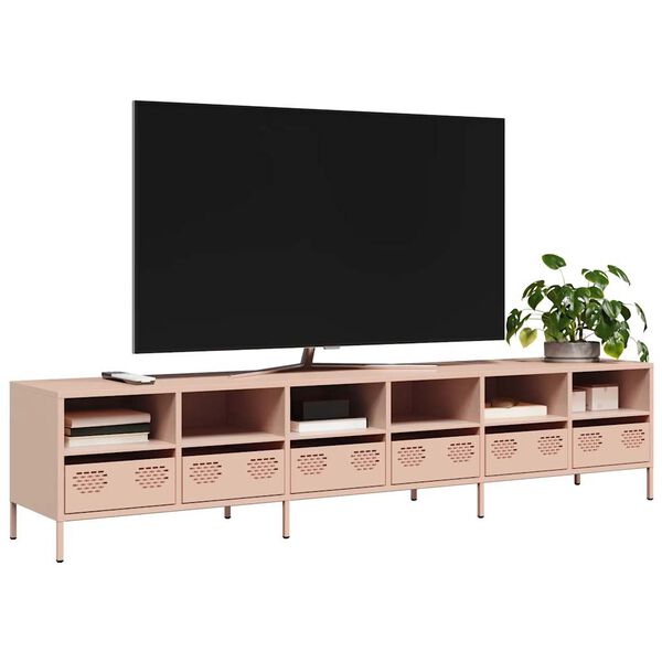 vidaXL M&oacute;vel de TV 202x39x43,5 cm a&ccedil;o laminado a frio rosa