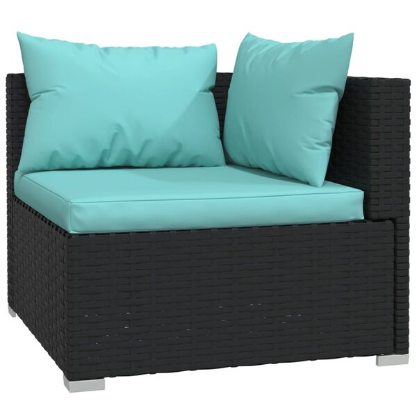 vidaXL 10 pcs conjunto lounge de jardim c/ almofad&otilde;es vime PE preto
