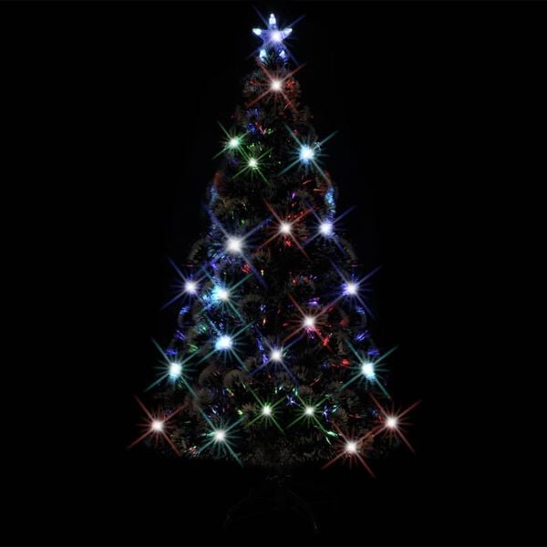 vidaXL &Aacute;rvore de Natal pr&eacute;-iluminada c/ suporte e LED 180 cm fibra &oacute;tica