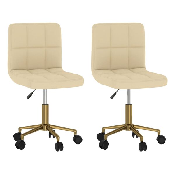 vidaXL Cadeiras de jantar girat&oacute;rias 2 pcs veludo cor creme