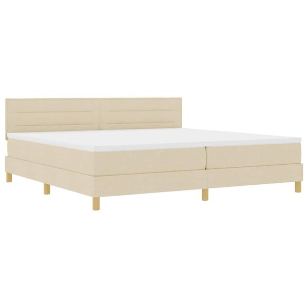vidaXL Cama Box com colch&atilde;o com cabeceira Creme 200 x 200 cm tecido