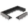 vidaXL 13 pcs conj. lounge jardim c/ almofad&otilde;es vime PE cinza-escuro