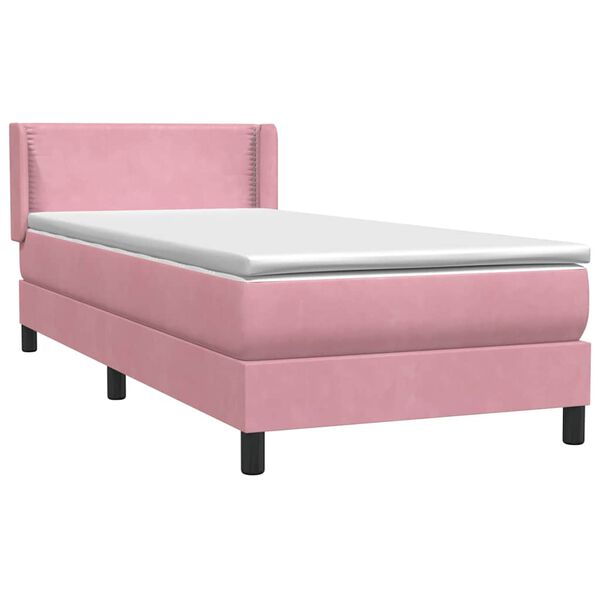 vidaXL Cama com molas/colch&atilde;o 100x220 cm veludo Rosa