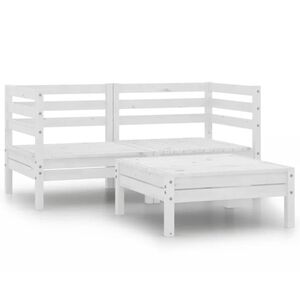 vidaXL 3 pcs conjunto lounge de jardim pinho maciço branco