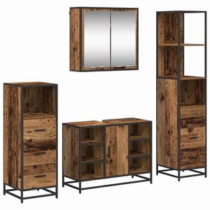 vidaXL Conjunto de M&oacute;veis para Banheiro com porta 4 pcs Madeira Antiga