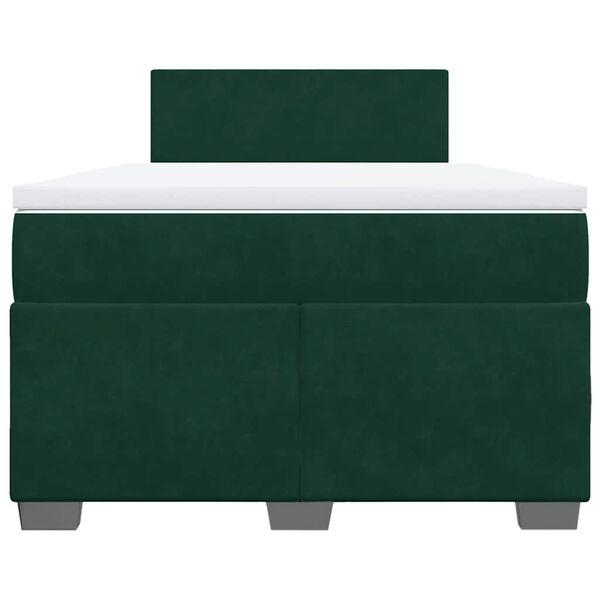 vidaXL Cama boxspring com colch&atilde;o 120x190 cm veludo verde-escuro