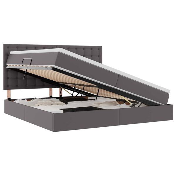 vidaXL Cama com Armazenamento Cinzeto 200 x 200 cm Couro Sint&eacute;tico