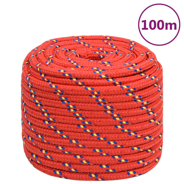 vidaXL Corda de barco 18 mm 100 m polipropileno vermelho